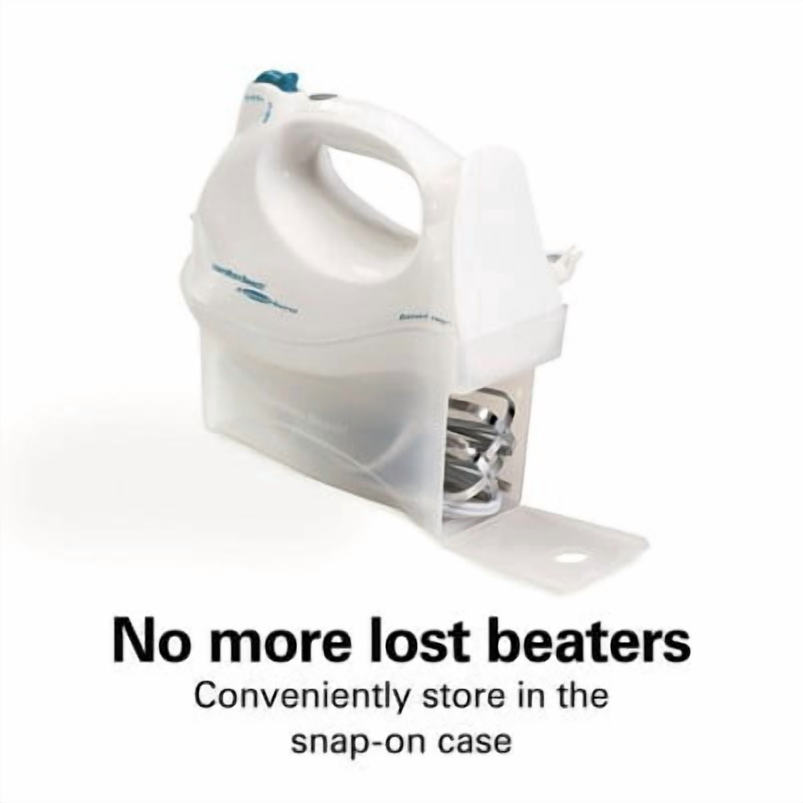 6 Speed Hand Mixer with Snap-On Case 3 Attachments White : 250W, Dishwasher-Safe Parts