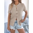 thumbnail image 4 of Short Sleeve Knit Tops for WomenY2k Spring Summer Crew Neck Business Casual Work Clothes Khaki S, 4 of 10