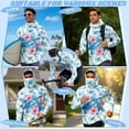 thumbnail image 5 of SEANATIVE Sun Protection Fishing Shirts for Men Long Sleeve Hooded Rash Guard Men's Outdoor Fishing Apparel for Swimming Surfing Hiking, 3XL, Sea Turtle Hibiscus Flower Blue White Tie-dye, 5 of 7