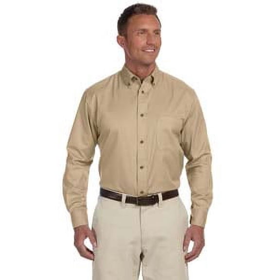 Harriton Men's Tall Easy Blend Long-Sleeve Twill