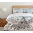 thumbnail image 4 of Ambesonne Eiffel Tower Duvet Cover Set, Dreamy Paris and Wings, Calking, Soft Blue Blush Pale Grey, 4 of 4