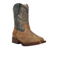 thumbnail image 2 of Roper Toddler Boys Cross Cut Checkered Embroidery Square Toe Boots Mid Calf, 2 of 5
