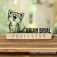 thumbnail image 2 of Craftnamesign Custom Wooden Desk Name Plate for Cat Lovers, Cute Cat Metal Nameplate for desk, 2 of 5