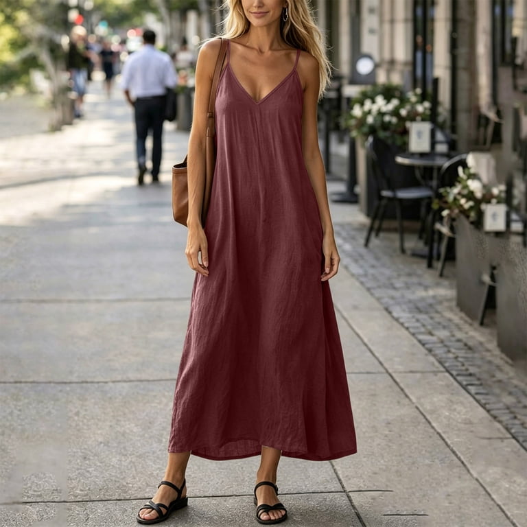 v neck maxi linen slip dress v neck maxi linen slip dress Shop Alice V Neck Linen Dress (Black)