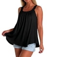 thumbnail image 6 of Textilo Women Plus Size Dress Built In Bra Tank Top Pleated Sleeveless Tops Wide Strap Square Neck Cami Shirts Comfy Lightweight Loose Fit Flowy Casual Tunic Tees,Black S, 6 of 6