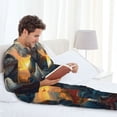 thumbnail image 6 of Naloa Sunset Meditating Bichon Frise Men’s Pajamas Set - Long Sleeve Button Down Sleep Shirt and Pajama Bottoms Sleepwear Set-Medium, 6 of 7
