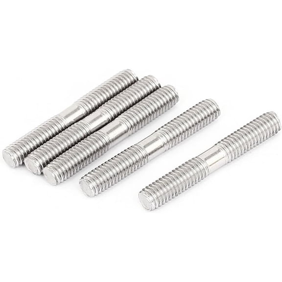 M6x40mm Stainless Steel Double End Threaded Stud Screw Bolt 5Pcs