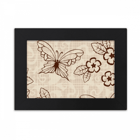 Vintage Simple Brown with Flowers Desktop Photo Frame Ornaments Picture Art Painting
