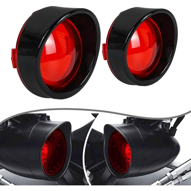 KOLEMO 2" Red Bullet Turn Signal Light Lens Cover with Visor Bezels
