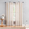 thumbnail image 5 of Exultantex Buffalo Check Window Drapes Pom pom Semi Sheer Curtains, 40"W x 84"Lx2, Rod Pocket, Taupe-White, 5 of 6