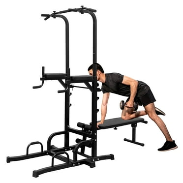 HooKung Adjustable Height Dip Bar Station, Heavy Duty Dip Station for Home Gym, Multi-function Dip Station Pull Up Bar for Full Body Strength Training Workout Fitness Equipment for Tricep Dips