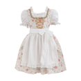 thumbnail image 2 of Coerni Girls Dirndl Dress Vintage Cottagecore Floral Lace-Up Corset Dress with Pinafore Apron & Headscarf Bavarian Oktoberfest Matching Sets, 2 of 9