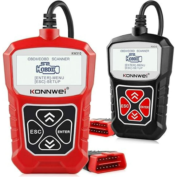 2PCS KONNWEI KW310 OBD2 Scanner, Automotive Engine Fault Code Reader Full OBDII Functions 10 Modes  Scan Tool for All 1996 and Newer Cars (Red   Black)