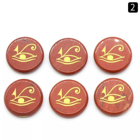 HOOUN 7pcs Flame Japer Crystal Stone Round Carved Seven Chakra Energy Reiki Healing