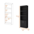 thumbnail image 6 of DUOSONG Durango Bookcase, Three Shelves, Double Door Cabinet Black Engineered Wood Furniture Bedroom Furniture Dressers, Chests & Wardrobes, 6 of 6