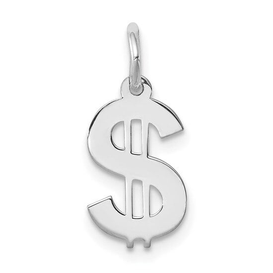 Details about   Polished Rhodium Plated 925 Sterling Silver Dollar Sign Charm 