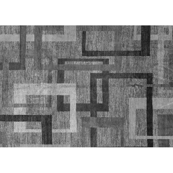 Ahgly Company Indoor Rectangle Oriental Gray Modern Area Rugs, 4' x 6'