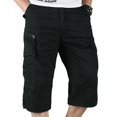 thumbnail image 2 of Mens 3/4 Long Length Elasticated Shorts Waist Cargo Combat Three Quarter Pants, 2 of 4