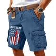 thumbnail image 3 of Patriotic Shorts for Men Patriotic Printed Distressed Washed Shorts with Pocket Outdoor Hiking Fishing Military Cargo Shorts 250 Years Of Freedom Cross Independence Day Patriotic Shorts,Blue 2XL, 3 of 5