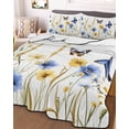 thumbnail image 3 of Quilts Twin Size, Butterflies Floral Soft Comforter Bedding Set for Bed, Country Plants Wildflower Leaves Lightweight Quilted Bedspread with Pillow Cover(2 Pieces) for All Season, 68x86 Inch, 3 of 6