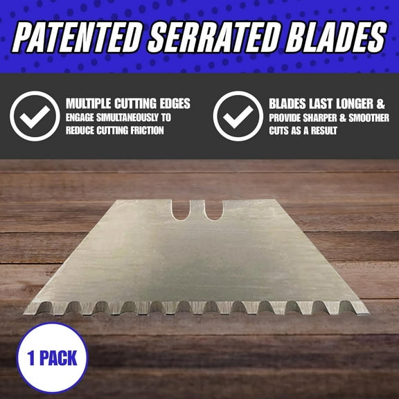 DASAW-1-Pack All-Purpose Utility Knife Blades, Serrated Utility Blade for Faster and Smoother Cuts, 10 Box Cutter Blades Refills Made from Durable Alloy Steel