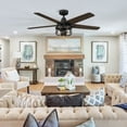 thumbnail image 4 of Parrot Uncle 52 Inch Industrial Ceiling Fan with Lights and Remote, Matte Black Cage Ceiling Fan, 5 Reversible Blades, Farmhouse Ceiling Fan for Indoor, 4 of 10