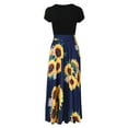 thumbnail image 4 of Femmes Été Manches Courtes Imprimé Tournesol Robe Swing Casual Maxi Robe, 4 of 6