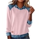 thumbnail image 3 of RKSTN Sweatshirt for Women Oversized Lapel Denim Patchwork Stitching Sweatshirt Womens Casual Solid Plus Size Turndown Collared Loose Comfy Trendy Retro Streetwear Long Sleeve T Shirts, 3 of 10