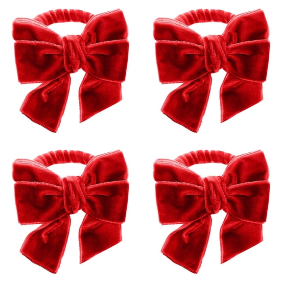 6/4/1 Pack Valentine's Day Velvet Bow Napkin Rings, Bowknot Napkin Holder Ring Dining Table Decor for Wedding Party Holiday Home Table Setting Decor