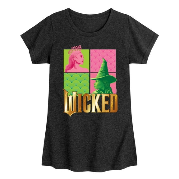 Wicked - Glinda and Elphaba Logo - Girls Toddler and Youth Fitted Short Sleeve Graphic Tee