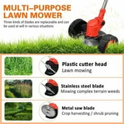 FUTATA Cordless Weed Eater,Electric Weed Lawn Eater Edger Grass String Trimmer Cutter 2 Battery 1,Portable Electric Lawn Mower