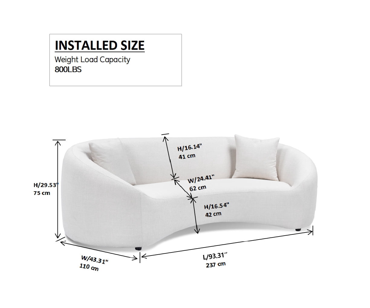MAYEERTY 93.31" Minimalist Curved Sofa, 3 Seater, Chenille Velvet Fabric Upholstered Sofa, Tight Curved Back Velvet Cloud Couch for Living Room Apartment Office, Light Gray