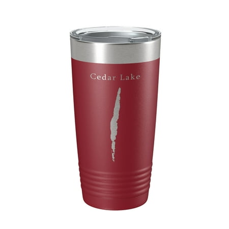 

Cedar Lake Map Tumbler Travel Mug Insulated Laser Engraved Coffee Cup Alcona County Michigan 20 oz Maroon