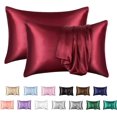 thumbnail image 4 of Funda de almohada de satén para cabello y piel, paquete de 2 fundas de almohada de satén de seda, juego de 2 fundas de almohada tamaño Queen, funda de almohada sedosa con cierre de sobre (20 x 30, bur, 4 of 5