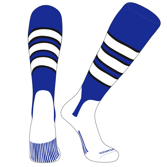 PEAR SOX OTC Baseball Softball Stirrup Socks (C, 5in) Royal, Black, White (XS)