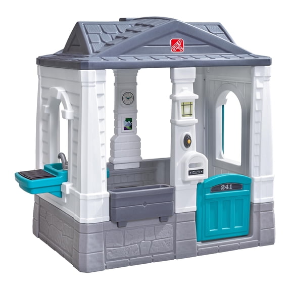 Step2 Neat & Tidy Cottage Kids Playhouse, Indoor and Outdoor Playset, Interactive Sounds, Toddlers 1.5 Years Old, Easy to Assemble, Grey