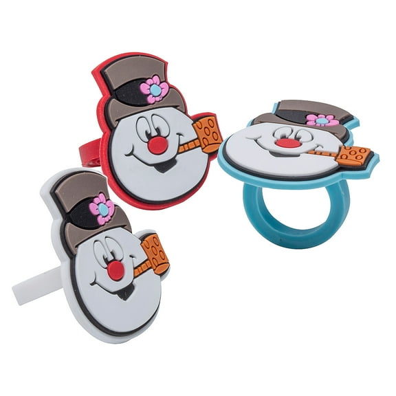 1 1/2" Frosty the Snowman Character Silicone Rings - 24 Pc.
