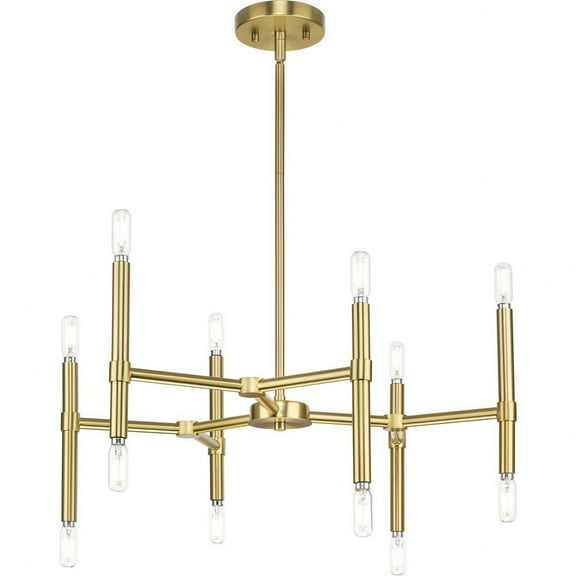 Progress Lighting Arya Collection 12-Light Chandelier, Brushed Gold, Steel, Modern, No Shade