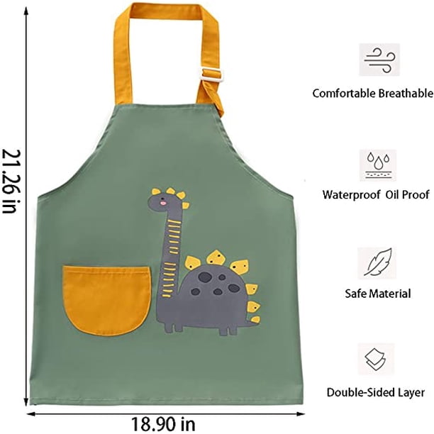 delantal para niños con bolsillos y 2 mangas, delantal de pintura para niños, delantal de cocina para niños y niñas para cocinar, pintar, hacer manualidades, jardinería (6-9 años)
