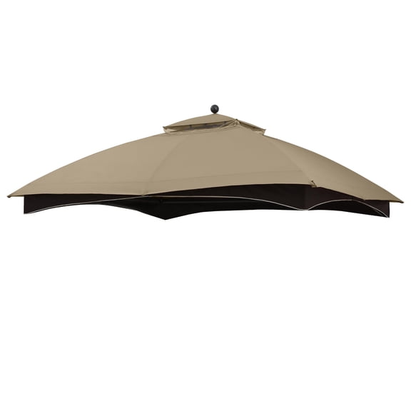 10x12 Replacement Canopy Top for Lowe's Allen Roth Gazebo, Double Tiered Waterproof Gazebo Cover Roof with T-Hook, Khaki