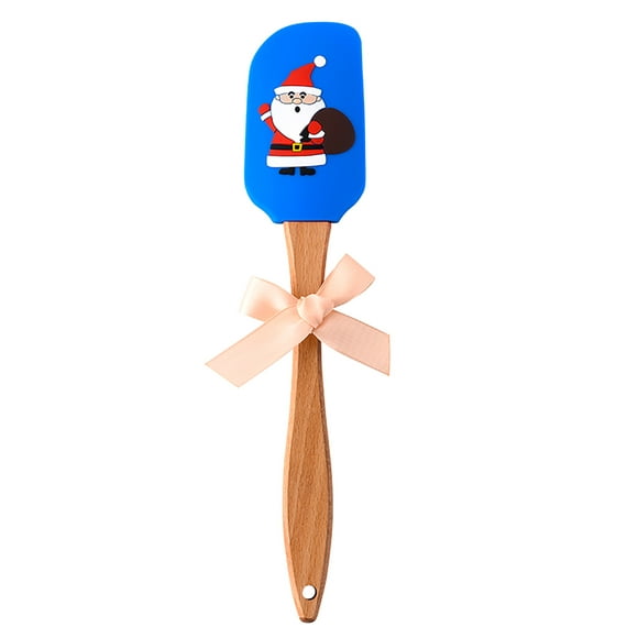 Aqestyerly House Essentials Christmas Design Spatula Wooden Handle Silicone Scraper Kitchen Baking tools New Apartment Home Essentials Clearance