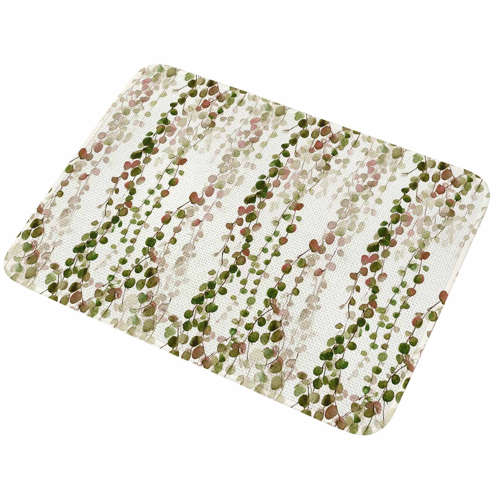 Doormat Green Yellow Eucalyptus Leaves Front Door Mat Entrance Soft Non Slip Absorbent Doormats Leaf Vines Welcome Floor Mat Rugs for Entryway Porch Bathroom Bedroom Kitchen Indoor Outdoor 32"x47"