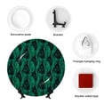 thumbnail image 4 of Balery Mint Bird Feathers Print Bone China Decorative Plate Ceramic Dinner Plates Art Crafts with Display Stand-8in, 4 of 6