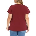 thumbnail image 3 of GRACE & GRANDEUR Women's Plus Size Tops Pintuck Front Ruffle Sleeve Blouse Button Notch Neck Dressy Casual Tunic Shirt 4X ‌Burgundy‌, 3 of 6