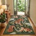 thumbnail image 2 of Beltran 3x5 Washable Tiger Area Rug – Vintage Safari Non Slip Carpet, Boho Green Print Rug for Living Room Bedroom Entryway, Easy Clean, 2 of 7