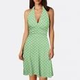 thumbnail image 2 of Women Summer Sleeveless Neck Summer Work Dresses Spring Boho Floral with Ladies Dresses Summer Casual Pocket Elastic Waist Ruffle Casual Dresses for Women Mini Dresses, 2 of 5