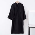 thumbnail image 2 of Men Kimono Robe Cotton Yukata Spa Sauna Bathrobe Sleepwear Japanese Kimono for Women Loungewear Nightgown Bathrobes Sleepwear Black L, 2 of 3