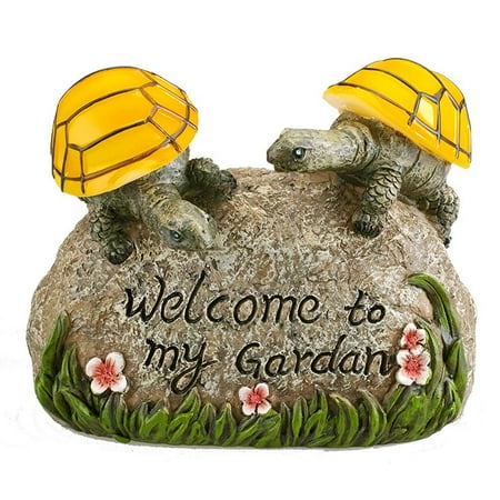 Solar Powered 2 Baby Turtles On Stone Outdoor Accent Lighting Led Solar Powered 2 Baby Turtles On Stone Outdoor Accent Lighting Led Garden Light Decor Com