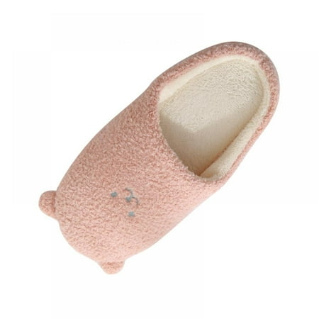

Womens Home Slippers Cotton-Blend Fluffy Slippers Slip on Sole Cute Bear Memory Foam Slipper for Big Girls Teen