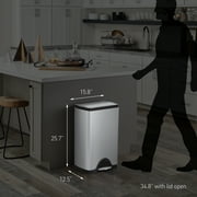 simplehuman 38L Rectangular Step Kitchen Trash Can - Stainless Steel with Soft-Close Lid
